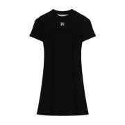 Palm Angels Monogram Mini Klänning - Kort Ärm Black, Dam