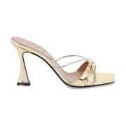 D'Accori Metallic Läder Lust Mules Yellow, Dam