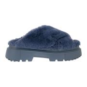 Hogan Faux Fur Urban Sandal Blue, Dam