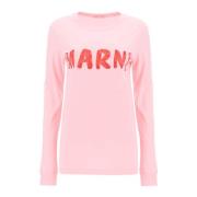 Marni Borstad Logotyp Långärmad T-shirt Pink, Dam