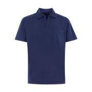 Sease Buttonless Polo Shirt i färgad bomullsjersey Blue, Herr
