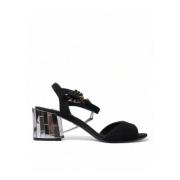Dolce & Gabbana Ankelspänne sandaler med kristaller Black, Dam