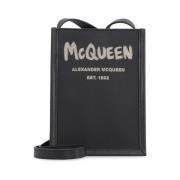 Alexander McQueen Logo Messenger Väska med Läderdetaljer Black, Dam