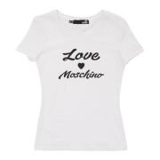 Love Moschino Vit bomull T-shirt White, Dam