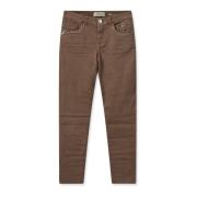 MOS Mosh Tight-Fit Jeans med Broderade Detaljer Brown, Dam