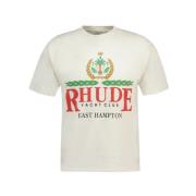 Rhude Vit East Hampton Crest T-Shirt - Bomull White, Herr