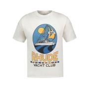 Rhude Yacht Club T-Shirt - Bomull - Vit White, Herr