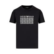 Emporio Armani Bomull Jersey T-shirt med Koordinerad Tryck Black, Herr