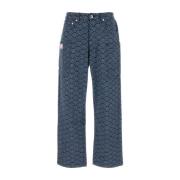 Kenzo Tryckta Denim Cargo Jeans Blue, Herr