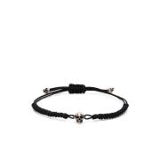 Alexander McQueen Svart Skull Armband med Justerbar Snodd Black, Herr