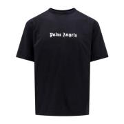 Palm Angels Svart Ribbad Crew-neck T-shirt Black, Herr