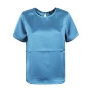 Max Mara Weekend Blå Fluid Lyocell Jersey T-shirt Blue, Dam