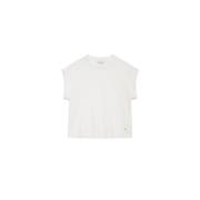 Anine Bing Caspen Blanc Tee - Mjuk och Draperad Bomull T-Shirt White, ...