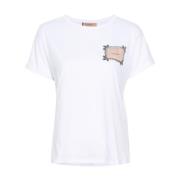 Twinset Vita bomull T-shirts och Polos med Logo Patch White, Dam