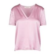 Jucca Silke V-Hals T-Shirt Pink, Dam