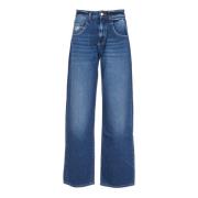 Icon Denim Breda Jeans för Kvinnor Blue, Dam