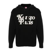 Kenzo Svart Tjockstickad Huvtröja Black, Dam