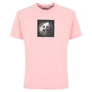 Stone Island Logo Print Bomull T-shirt Rosa Pink, Herr