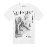 Valentino Vit Bomull T-Shirt med Logotryck White, Herr