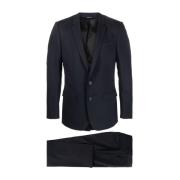 Dolce & Gabbana Mörkblå Ullblandad Kostym Blue, Herr