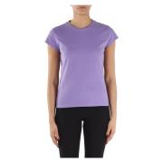 Elisabetta Franchi Bomull T-shirt med broderad logotyp Purple, Dam