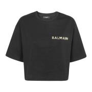 Balmain Laminerad Kortärmad T-Shirt Black, Dam