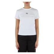 Calvin Klein Jeans Stretch Bomull Ribbad T-shirt White, Dam