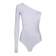 MM6 Maison Margiela Slim Fit Lycra Bodysuit med knappfästning Gray, Da...
