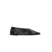 Marsell Svarta läder ballerina skor med mandelformad tå Black, Dam
