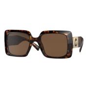 Versace Medusa Stud Solglasögon Mörk Havana/Brun Brown, Dam