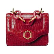Hibourama Ikonisk Liten Tiffany Läder Väska med Cocco Print Red, Dam