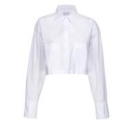 Pinko Vit Bomull Skjorta med Spetskrage White, Dam