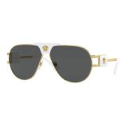 Versace White/Dark Grey Sunglasses Yellow, Herr