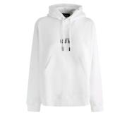 Dsquared2 Logotyp Tryckt Dragsko Hoodie Sweatshirt White, Herr