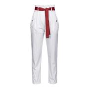 Pinko Leather Trousers White, Dam