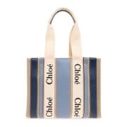 Chloé Woody Medium shopper väska Blue, Dam