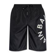 Balmain Badshorts med logotyp Black, Herr