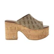 Guess Beige/bruna syntetiska sandaler för kvinnor Multicolor, Dam