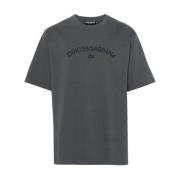 Dolce & Gabbana Grå Logo Print Bomull T-shirt Gray, Herr