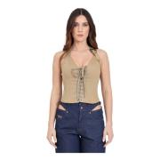 Versace Jeans Couture Sleeveless Tops Beige, Dam
