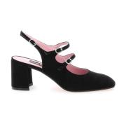 Carel Kristallspänne Mocka Mary Jane Slingback Black, Dam