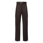 Msgm Straight Trousers Brown, Dam