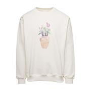 Drole de Monsieur Vit Penseldrag Sweatshirt White, Herr