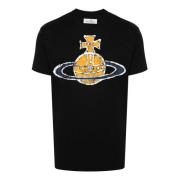 Vivienne Westwood Svart bomullst-shirt med Orb-logotyp Black, Herr