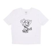 Obey Lady Devil Cropped Fitted Tee Vit White, Dam