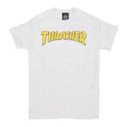 Thrasher Logo Tee Streetwear Cover Ash Grey White, Herr
