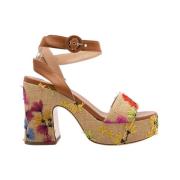 Attilio Giusti Blommig Raffia Sandal Multicolor, Dam