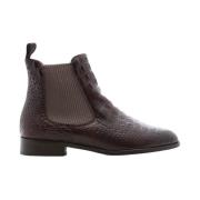 Pertini Brun läder krokoprint Chelsea boot Brown, Dam