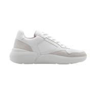 Nubikk Geometriskt Sydda Lädersneakers White, Dam