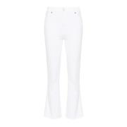 7 For All Mankind Höga bootcut jeans med fransad kant White, Dam